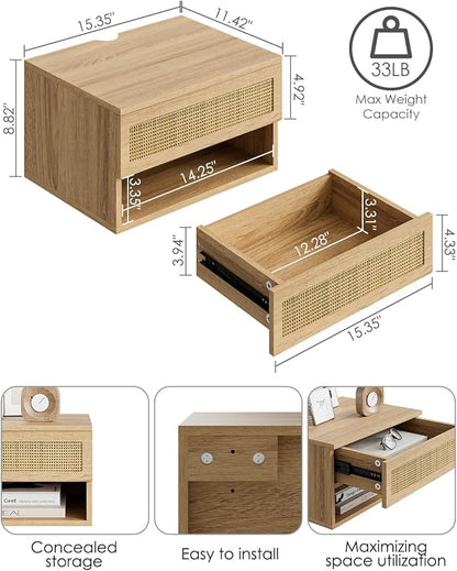 Floating Nightstand, Small Modern Floating Nightstand - Image 2