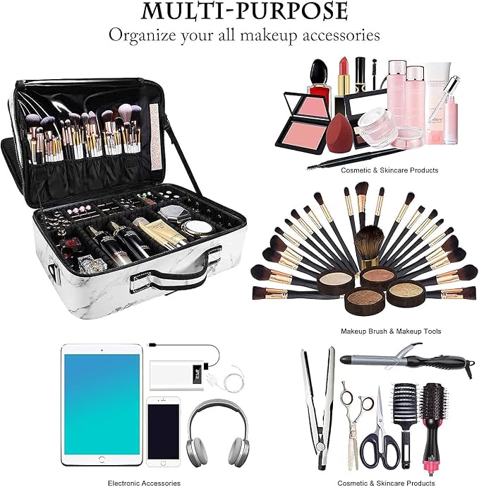 JOURMON Travel Makeup Train Case, Large Capacity Cosmetic Bags - Image 5