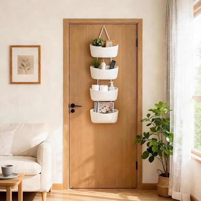 Dahey Over The Door Hanging Basket Storage 4-Tier Woven Wall Basket, Hook Fits - Image 2