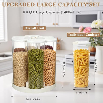 6 Grids 360° Rotating Cereal Dispenser Countertop - Image 2