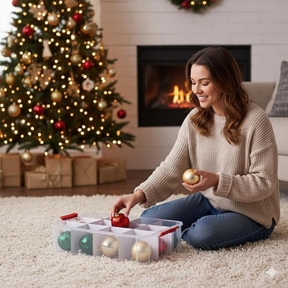 Tribello 2-Layer Christmas Ornament Storage Box Plastic - Image 8