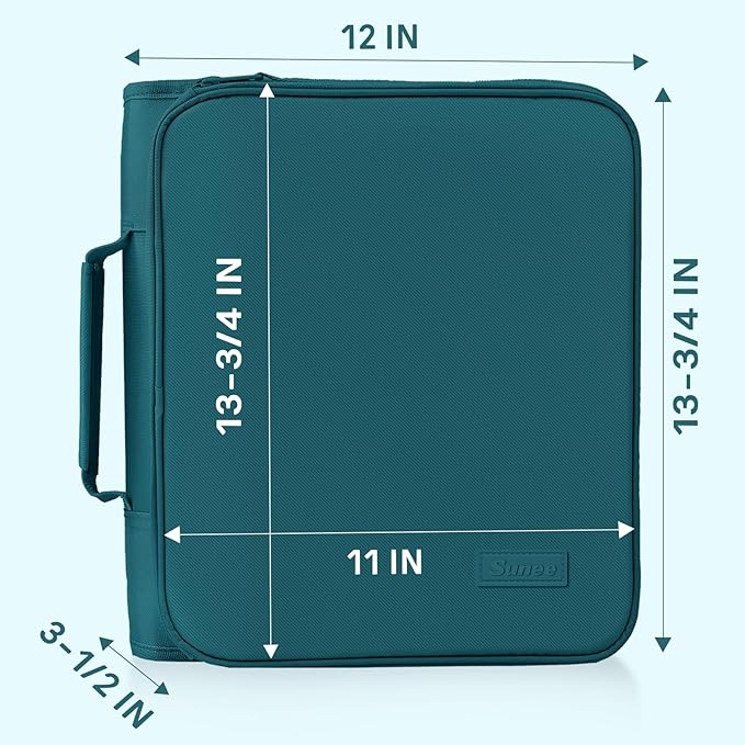 SUNEE Zippered Binder Bag with Handle, 2-Inch 3-Ring O-Ring, 500-Sheet Capacity - Image 6