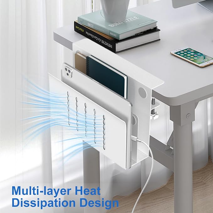 HAMOPY Desk Side Storage, 2 Tier Steel Hanging Desk Organizer - Image 5