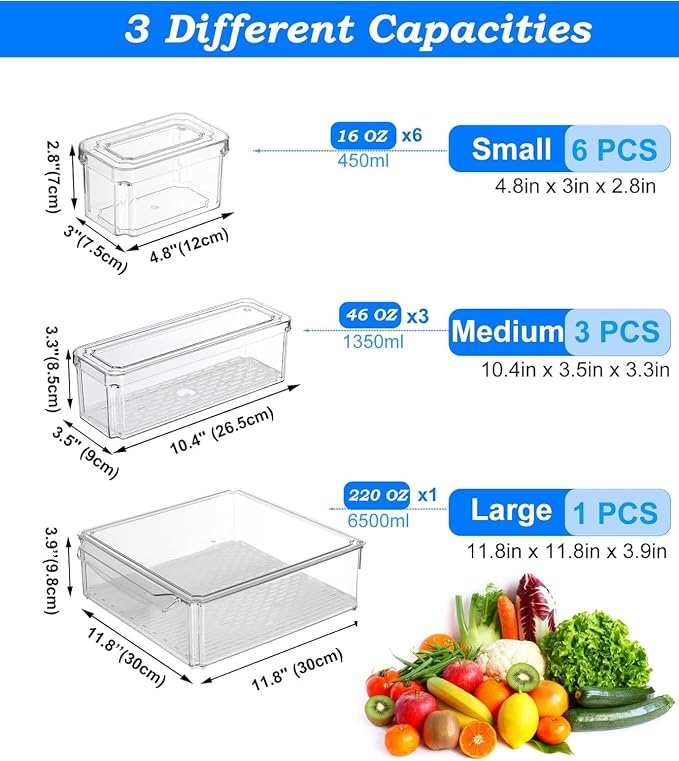 Pure Future 10-Pack Clear Fridge Organizer Containers - Image 4