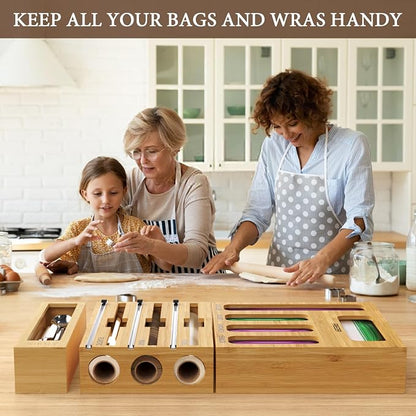 9 IN 1 Bamboo Foil and Plastic Wrap Organizer - Image 7
