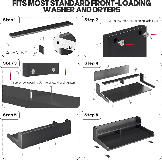 Washer Dryer Countertop with 2-Tier Shelf, Wood Topper with Non-Slip Pad - Image 8