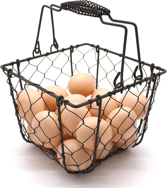 CVHOMEDECO. Square Chicken Wire Egg Basket Fruit Basket - Image 2