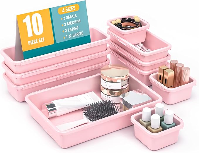 10 PCS Drawer Organizer Set, 4 Size Makeup Drawer Divider Organizer by StoreHappily
