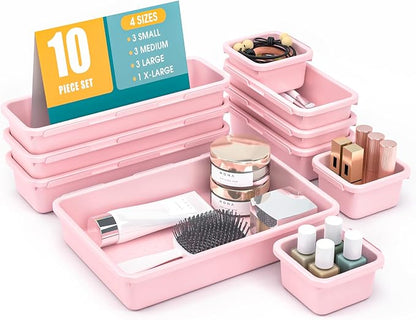 10 PCS Drawer Organizer Set, 4 Size Makeup Drawer Divider Organizer by StoreHappily