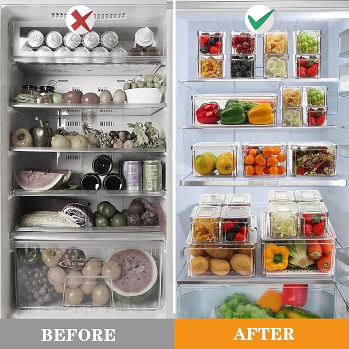 14 Pack Fridge Organizer, Stackable Refrigerator Organizer Bins - Image 4