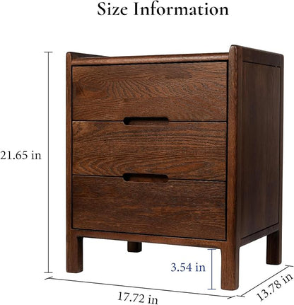 Nightstand, Solid Wood Small End Table w/3 Drawers, Modern Bedside Tables - Image 2