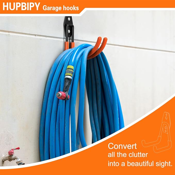 Heavy Duty Garage Hooks 4 Pack, J Shaped Hanger, Wall Mounted Storage System - Image 4