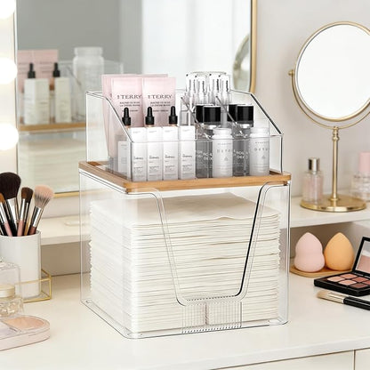 2 in 1 Disposable Facial Towel Holder and Cosmetic Organizer, Stackable Vanity - Image 6