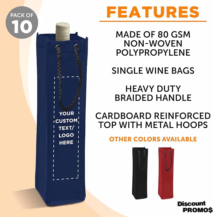 DISCOUNT PROMOS Non-Woven Vineyard Two Bottle Wine Bags - Image 2