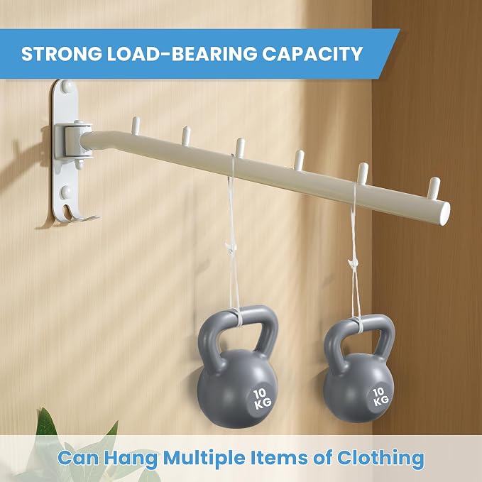Mooche Swing Clothes Hanger Rack, Garment Racks Folding Clothes Bar Wall Mounted - Image 6