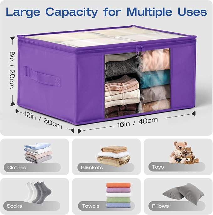 Clothes Storage Bags, Foldable Thick Fabric Blanket Storage Bags, Large Clear - Image 2