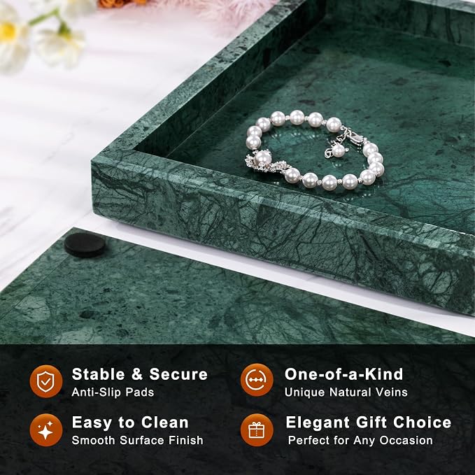 Marble Bathroom Tray for Countertop & Home Decor, Natural Decorative Marble - Image 2