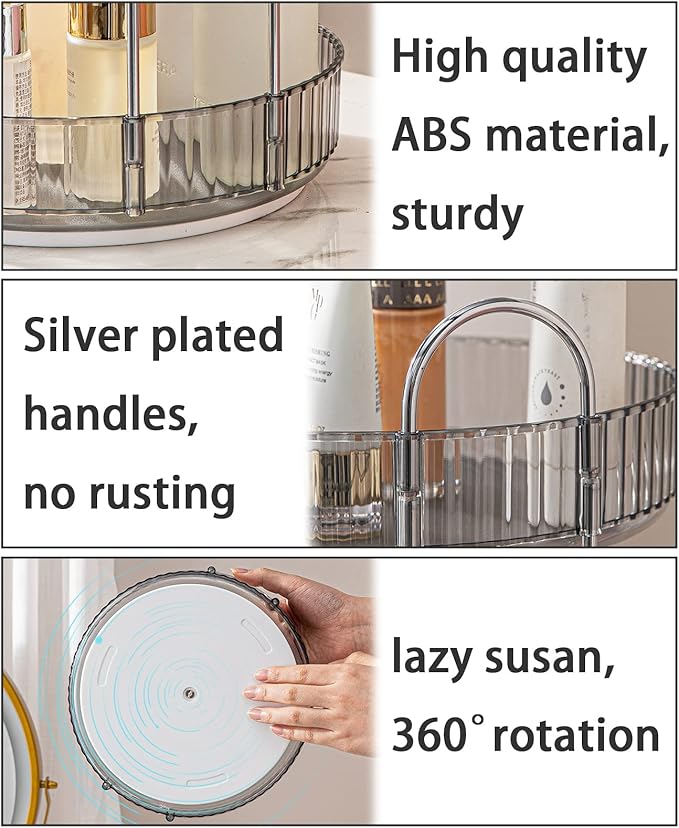 Rotating Makeup Organizer for Vanity, High-Capacity Skincare Clear Make Up - Image 3