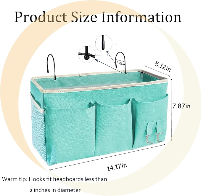 Bedside Caddy, Bedside Hanging Storage Organizer forBunk and Hospital Beds - Image 2