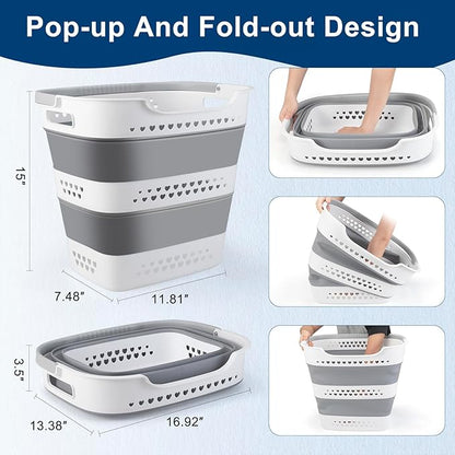 Collapsible Laundry Basket Plastic 42L Foldable Clothes Hamper - Image 3