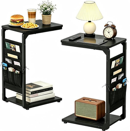 TV Trays Set of 2 Pack Couch End Tables Black c Shaped Sofa Side Table Tray by Unknown