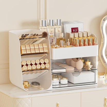 Makeup Organizer with Drawers, Large Capacity Countertop Organizer by KQJS