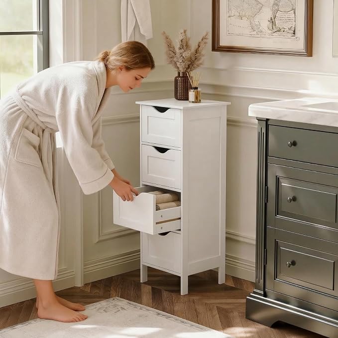 VINGLI White Bathroom Storage Cabinet - Image 2