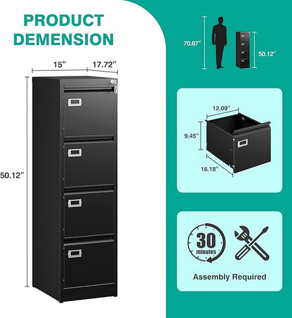 SISESOL 4 Drawer File Cabinet - Image 6
