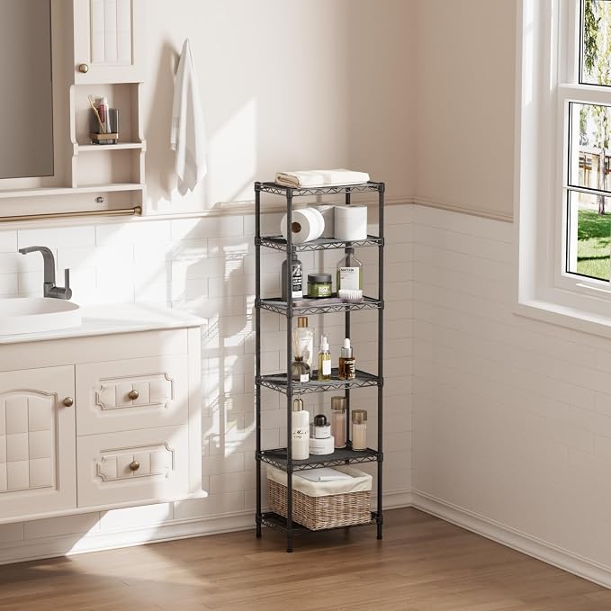SINGAYE 6 Shelves Bathroom Organizers and Storage Shelf Wire Closet Metal - Image 9