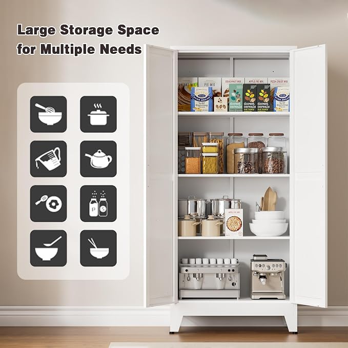 61" Tall Metal Pantry Cabinet, Kitchen Storage Cabinet - Image 5