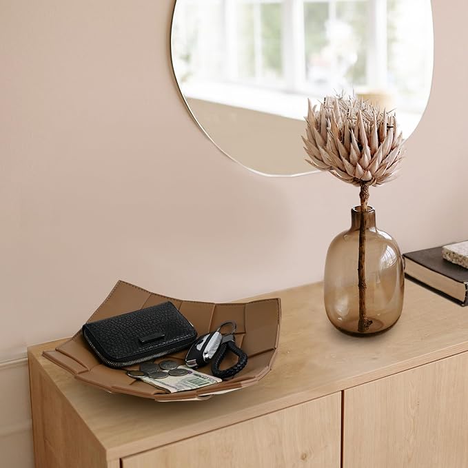 Valet Tray PU Leather Key Bowl for Men Women Entryway Table Nightstand Catchall - Image 9