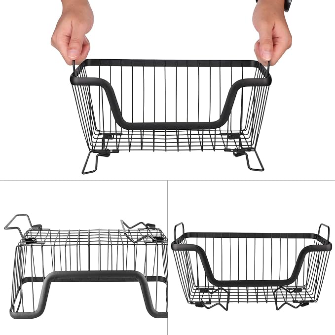 LOTTS Stackable Wire Basket, Metal Pantry Basket, Storage Organizer Bin - Image 3