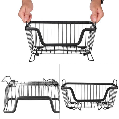 LOTTS Stackable Wire Basket, Metal Pantry Basket, Storage Organizer Bin - Image 3