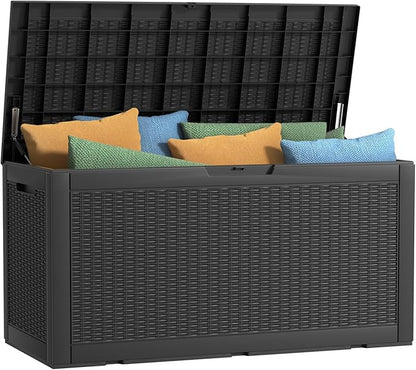 120 Gallon Outdoor Deck Box, Storage Lockable Waterproof Patio Furniture by MAIUSCOLI