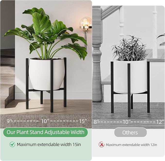 Adjustable Metal Plant Stand Indoor, Fits 9-15 Inch Pots, Mid Century Modern - Image 5