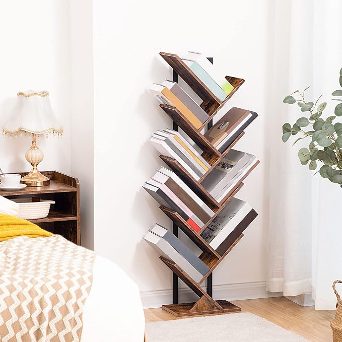 HOOBRO Tree Bookshelf, 9-Tier Bookcase Wooden Shelves, Floor Standing Storage - Image 5