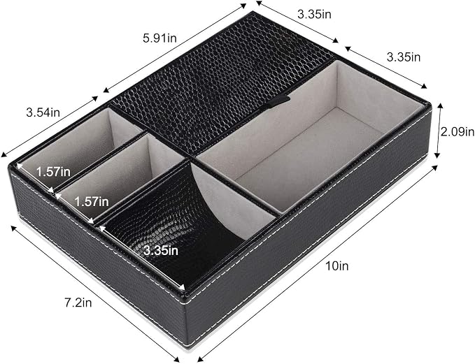 Baoyun Men's Valet Tray, Faux Leather Valet Box, EDC Catch All Tray, Dresser - Image 5