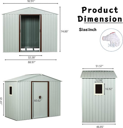 Outdoor Metal Storage Shed Window Ventilation Foundation Frame Waterproof - Image 3