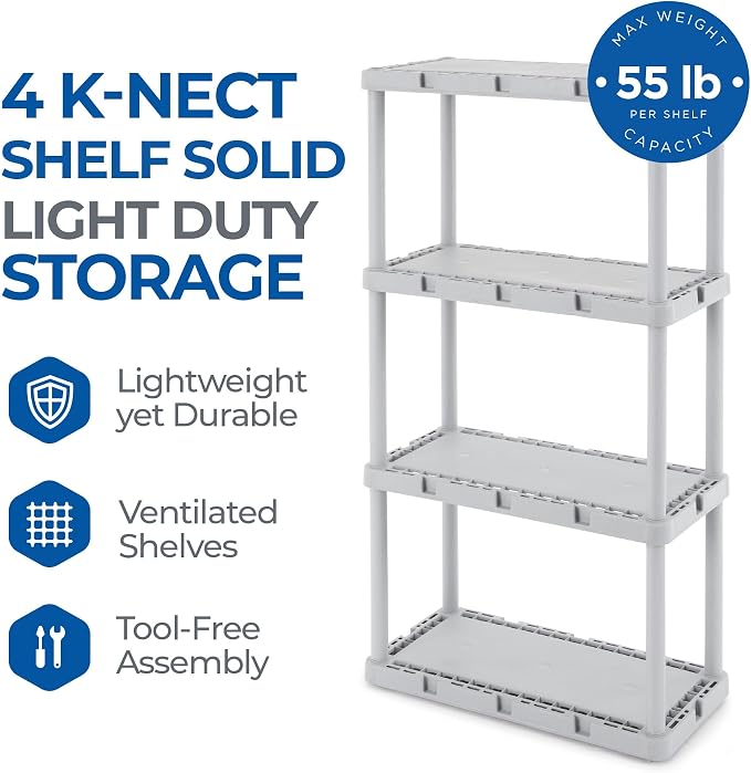Gracious Living 4 Shelf Knect-A-Shelf Ventilated Light Duty Storage Unit - Image 4
