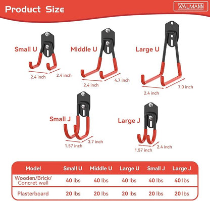 WALMANN 12 PCS Garage Storage Hooks, Wall Mount Utility Hooks - Image 8