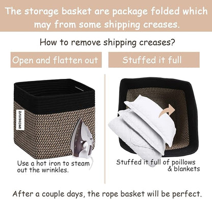 Cube Storage Bins 11 Inch Cotton Rope Woven Storage Basket - Image 5