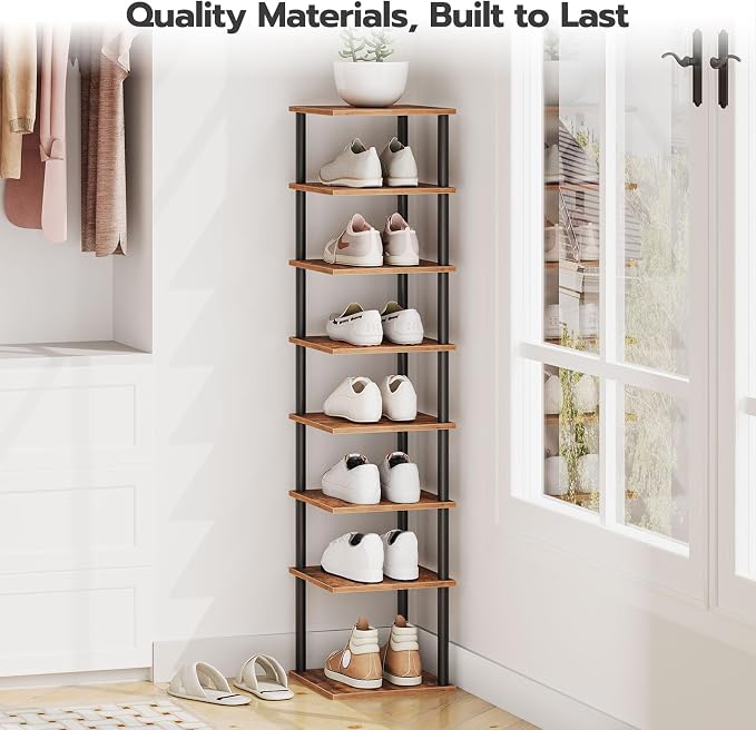 HOOBRO Vertical Shoe Rack, 8-Tier Narrow Shoe Shelf, Shoe Storage Organizer - Image 3