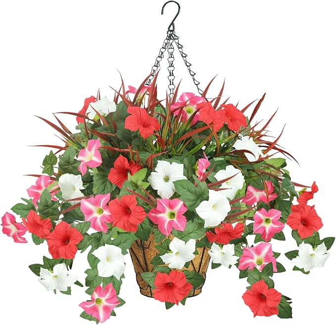 Artificial Flowers Hanging Baskets by UNLEMONI