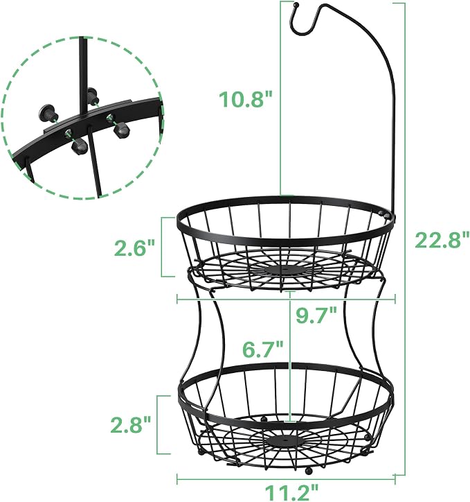 SAYZH 2-Tier Fruit Basket Bowl Stackable Vegetable Storage - Image 2