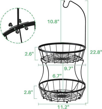 SAYZH 2-Tier Fruit Basket Bowl Stackable Vegetable Storage - Image 2