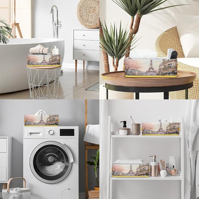 Paris Tower Architecture Bathroom Storage Basket, Foldable - Image 5