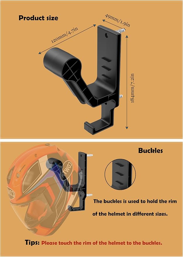 2 Pack Motorcycle Helmet Rack Helmet Wall Mount - Image 2