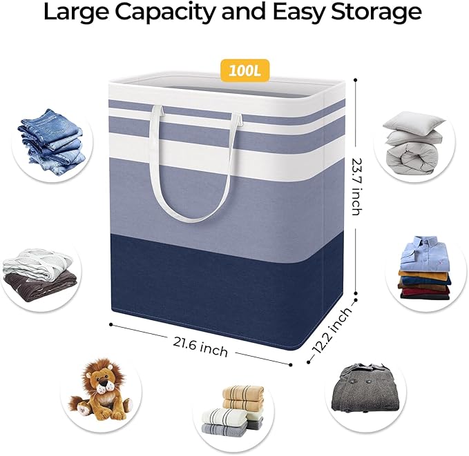 HomeHacks 2-Pack Large Laundry Basket, Waterproof, Freestanding Laundry Hamper - Image 4