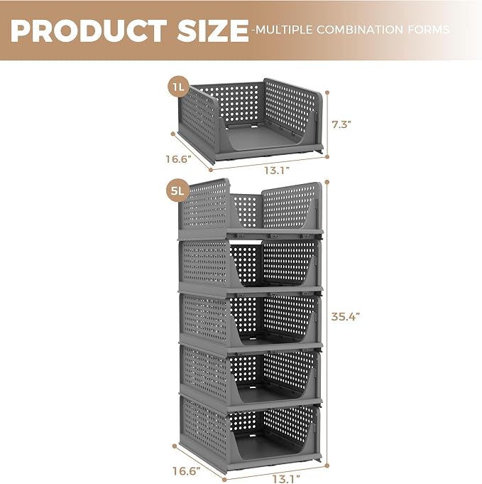 Pinkpum 5 Pack Folding Closet Organizers - Image 3