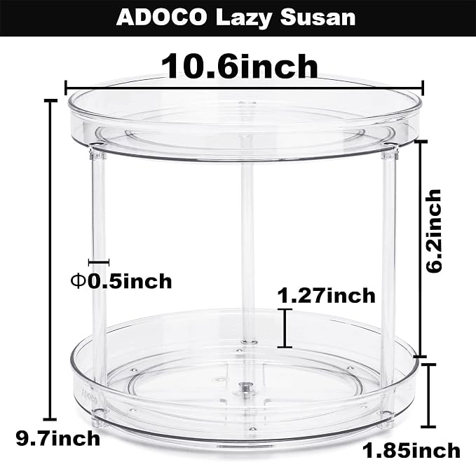 2 Tier Lazy Susan, 10.6 Inch Clear Makeup & Skincare Organizer, Bathroom - Image 5